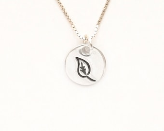 Dainty Silver Necklace, handmade Leaf petite charm, Optional sterling necklace chain