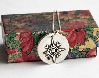 Northstar medallion, Stylized, optional sterling silver chain