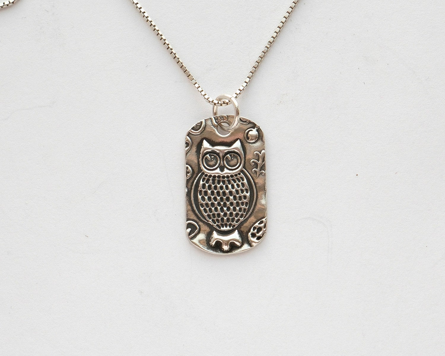 Stylized Owl Medallion:  Optional Sterling Chain
