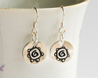 Handmade Fine Silver Dangle Earrings: Petite, on Sterling Silver Wire