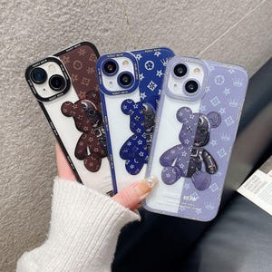 Étui de luxe ours pour iPhone - Étui élégant haut de gamme pour iPhone 12, 13, 14, 15 et 16 - Étui de protection pour téléphone