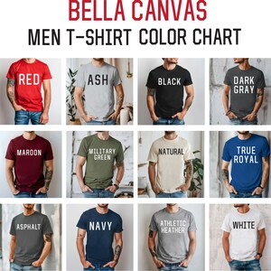 Pu&ograve; includere: Tabella colori per t-shirt da uomo, che mostra 12 colori diversi, tra cui rosso, cenere, nero, grigio scuro, bordeaux, verde militare, naturale, blu vero, asfalto, blu navy, grigio melange e bianco.