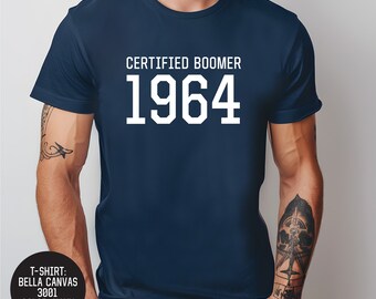 T-shirt da uomo minimalista T-shirt da uomo certificata Boomer 1964 60esimo regalo di compleanno per gli uomini Lui papà marito nonno T-shirt uomo di 60 anni