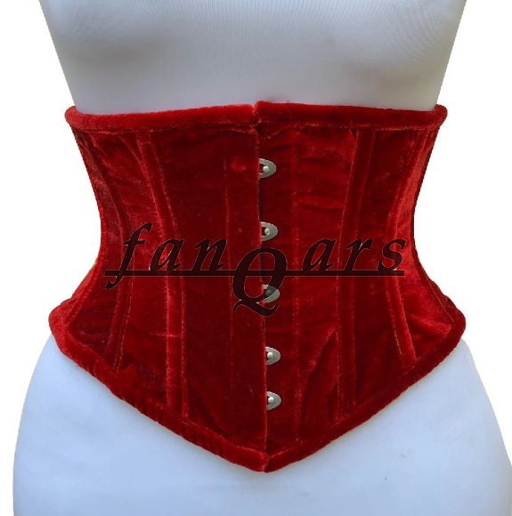 Green Velvet Steel Boned Underbust Corset with Buckles main image 1