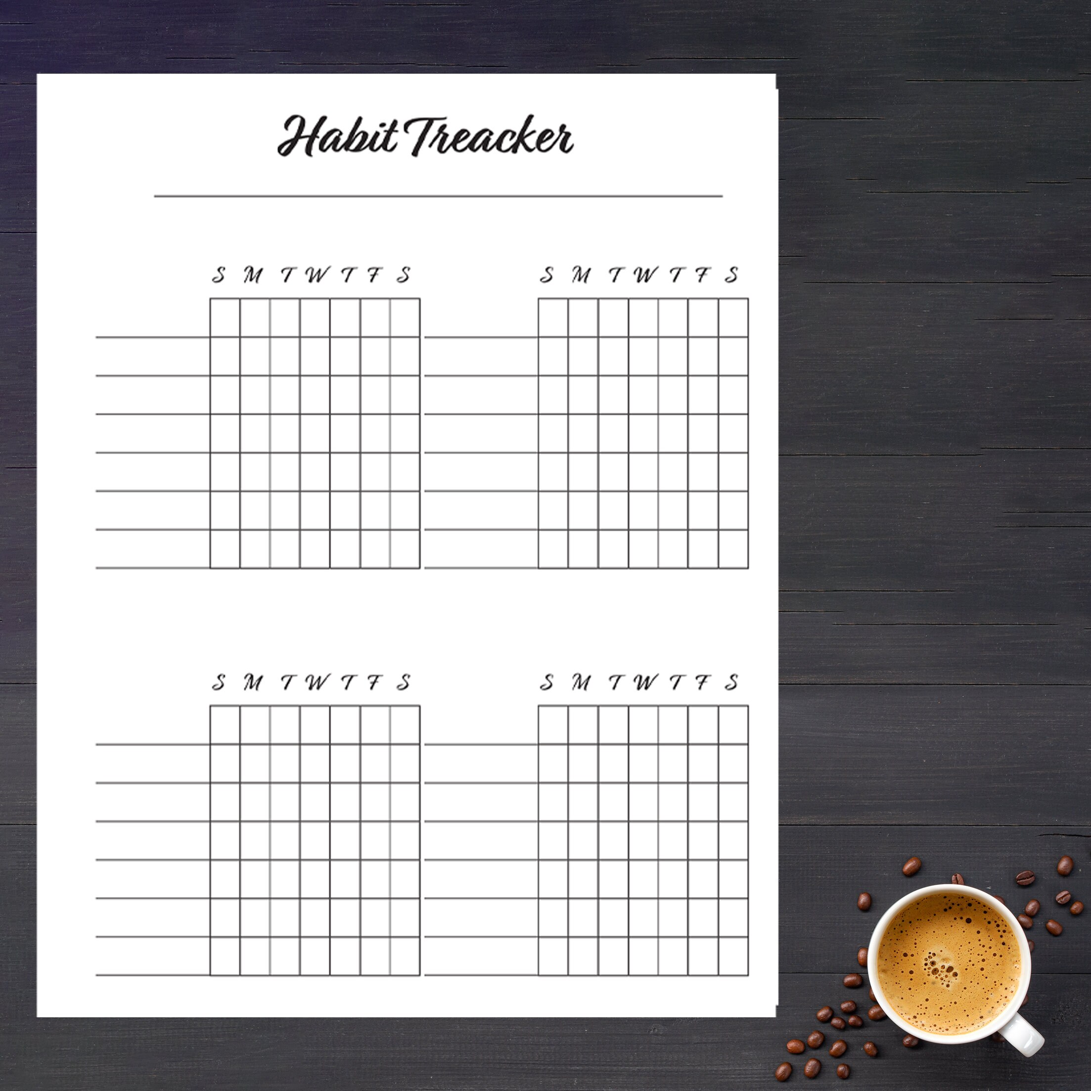 Printable Daily Habit Tracker Template - Digital High Quality Goals ...