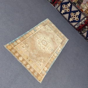 2x4 Rugs, Antique Carpet, Oushak Rug, Oriental Rug, Vintage Rug, Turkish Carpet, Handmade Wool Rug, Anatolia Rug, Entryway Rug,(2.4x3.9 Ft)