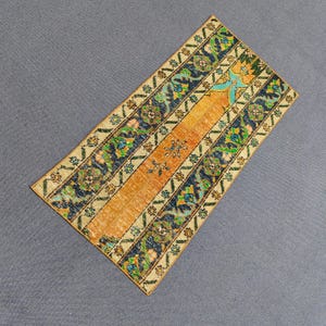 2x4 Rug, Patchwork Rug,Doormat Rug, Small Carpet, Handmade Wool Rug, Turkish Vintage Rug, Entryway Rug, Home Decor Rug,Oushak Rug 1"8x3"6 Ft