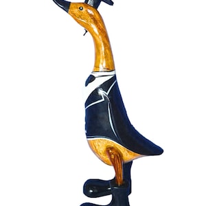 Bamboo and Wood Duck Decorative Sculpture Home Decor Statues Dress up with Boots, Figurines 16&quot; X 6&quot; X 8&quot;, Natural Brown