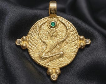 Isis Necklace, Solid Gold Egyptian Goddess Pendant — Winged Isis Jewelry, Ancient Protection Amulet, Meaningful Heirloom