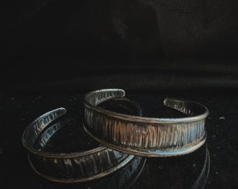 Men's jewelry cuff bracelet handcrafted silver adjustable etched