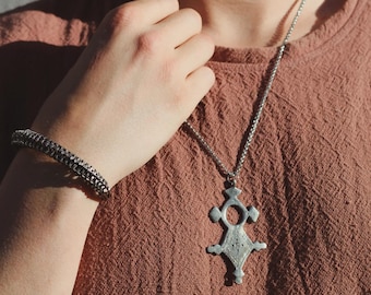 Men's Necklace Rugged Tribal Taureg Moroccan brass or silver pendant amulet