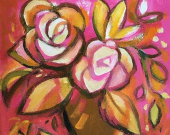 Abstract Floral Original Painting in  Oil