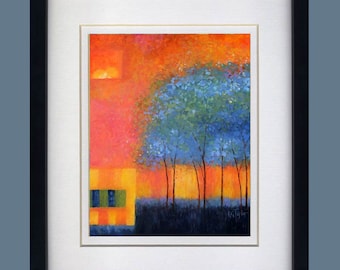 Abstract Blue Trees Print