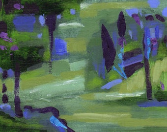 Abstract Landscape Original Painting in Blue Green 1
