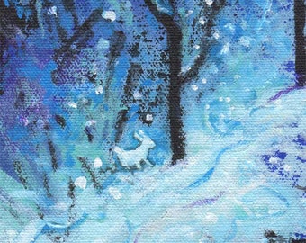 White Rabbit in Snow Print