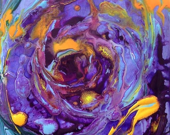 Abstract Swirling Vortex Original Painting Purple