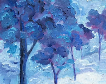 Trees and Snow Original Oil Painting Karen Gillis Taylor
