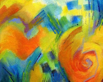 Colorful Warm Abstract Hearts Print