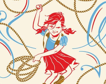 Cowgirl with Lasso Print, Rope Trick art, Western Print - Giclee Print Large