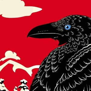 Raven Crow Print, Bird Art, Winter Landscape, Faitytale Art Giclee Print image 1