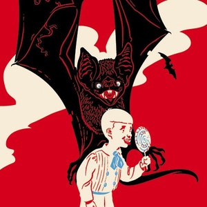 Vampire Bat Print, Lollipop, Attack, Fairytale Art Giclee Print image 1
