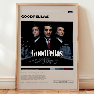 Poster di "Goodfellas", arte murale minimalista, download digitale, decorazione murale di film cult, arte per soggiorno, regalo poster del film