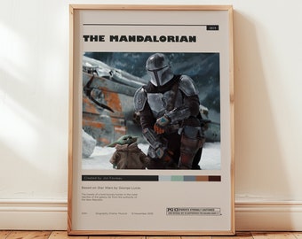The Mandalorian TV Show Poster, Petro Pascal Wandkunst, Minimalistische Wanddekoration, Star Wars Serie Print, Geschenk für Fans