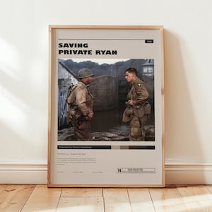 Saving Private Ryan Poster, Matt Damon Wall Art, Minimalist Wall Decor, Military Design, Historical Drama Film Print, Gift for Movie Lovers