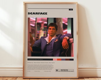 Scarface Poster, Tony Montana Wall Art, Minimalist Wall Decor, Classic Film Print, Gift for Movie Buffs