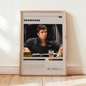 Scarface Poster, Al Pacino Wall Art, Minimalist Wall Decor, Mid Century Modern, Classic Film Print, Gift for Movie Lovers