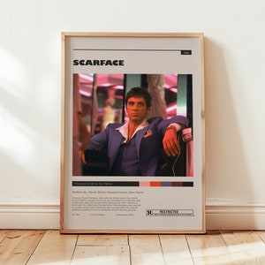 Scarface Poster, Tony Montana Wall Art, Minimalist Wall Decor, Classic Film Print, Gift for Movie Buffs