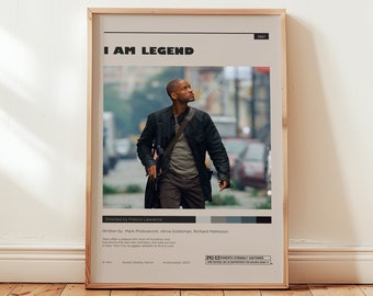 Poster "Io sono leggenda", stampa da parete di Francis Lawrence, decorazione da parete minimalista, stampa di film d'azione, regalo per gli appassionati di cinema