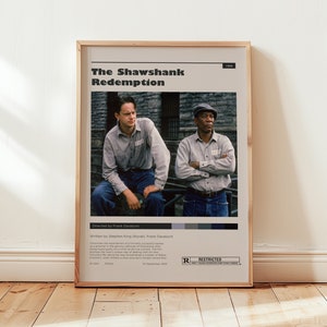 The Shawshank Redemption Poster, Morgan Freeman Wall Art, Minimalist Wall Decor, Digital Download, Cult Film Print, Gift for Movie Lovers