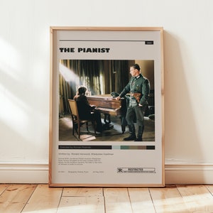 Poster de "Il pianista", stampa da parete di Adrien Brody, decorazione da parete minimalista, stampa di alta qualità, opzioni di cornice, regalo per gli appassionati di cinema