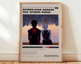 Spider-Man Poster, Across the Spider-Verse Wall Art, Minimalist Wall Decor, Mid Century Design, Superhero Film Print, Gift for Movie Buffs