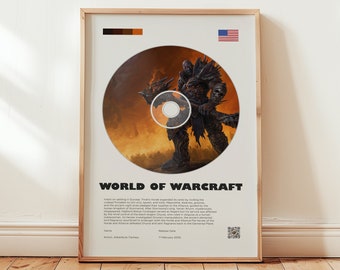 World of Warcraft Poster, Dragon Shadowland Wall Art, Minimalist Wall Decor, Fantasy Adventure Game Print, Gift for Gamers