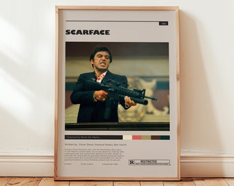 Scarface Poster, Tony Montana Wall Art, Minimalist Wall Decor, Gangster Movie Print, Unique Gift Idea