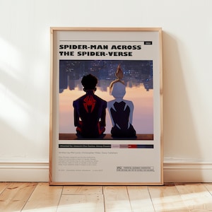 Póster de Spider-Man, arte de pared de Across the Spider-Verse, decoración de pared minimalista, diseño de mediados de siglo, impresión de película de superhéroes, regalo para cinéfilos