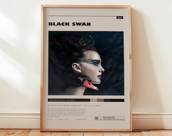 Black Swan Poster, Natalie Portman Wall Art, Minimalist Wall Decor, Digital Download, Ballerina Film Print, Gift for Movie Lovers