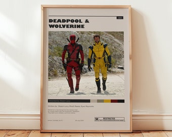 Deadpool & Wolverine Poster, Ryan Reynolds Wall Art, Minimalist Wall Decor, Superhero Team-Up Film Print, Gift for Movie Lovers