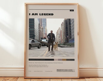 Io sono leggenda Poster, Will Smith Wall Art, Decorazione murale minimalista, Stampa di film di fantascienza, Regalo per gli amanti del cinema