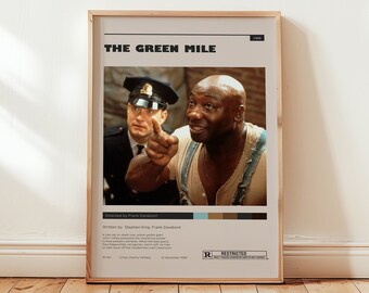 The Green Mile poster, Tom Hanks muurkunst, minimalistisch muurdecor, ontwerp uit het midden van de eeuw, oude filmprint, cadeau voor filmliefhebbers