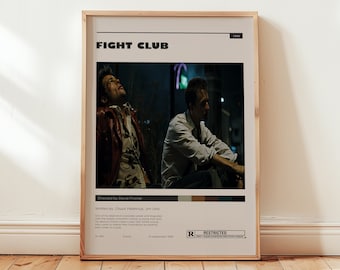 Fight Club Poster, Brad Pitt Wall Art, Minimalist Wall Decor, Iconic Cult Classic Film Print, Gift for Movie Lovers