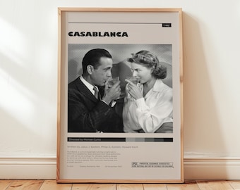 Casablanca Movie Poster, Claude Rains Wall Art, Minimalist Wall Decor, Mid Century Design, High Quality Film Print, Gift for Movie Lovers