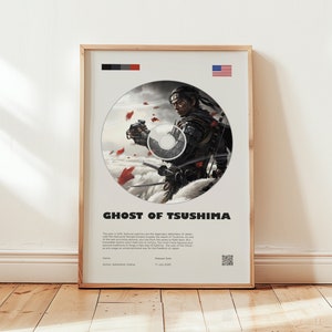 Ghost of Tsushima Poster, Jin Sakai Wall Art, Minimalist Wall Decor, Digital Download, Video Game Print, Gift for Gamers