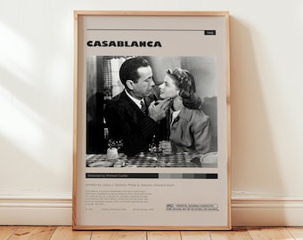 Casablanca Movie Poster, Humphrey Bogart Wall Art, Minimalist Wall Decor, Digital Download, Hollywood Film Print, Gift for Movie Lovers