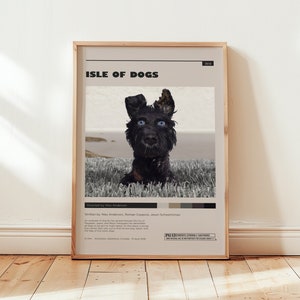 Isle of Dogs Poster, Bill Murray Wall Art, Minimalistisches Wanddekor, Mid Century Modern, Cartoon Film Print, Geschenk für Filmliebhaber