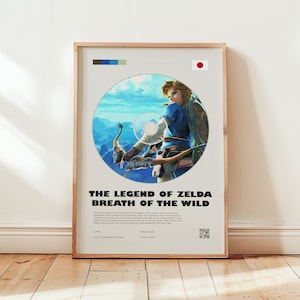 The Legend of Zelda Poster, Breath of the Wild Wall Art, Minimalistische Wanddekoration, gerahmt Optionen, hochwertiger Druck, Geschenk für Gamer