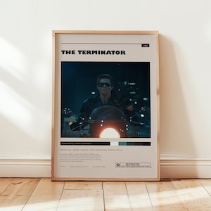 The Terminator Poster, Arnold Schwarzenegger Wall Art, Classic Sci-Fi Action Film Art Print, Minimalist Wall Decor, Gift for Fans