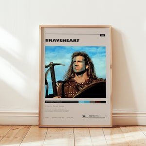 BraveHeart Poster, Mel Gibson Wall Art, Minimalist Wall Decor, Cult Film Print, Gift for Movie Lovers
